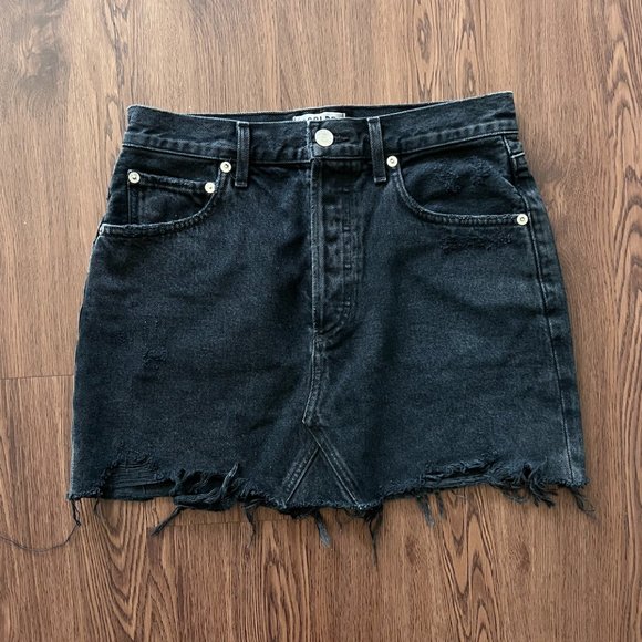 Agolde black jean mini skirt size 26 - Picture 2 of 5